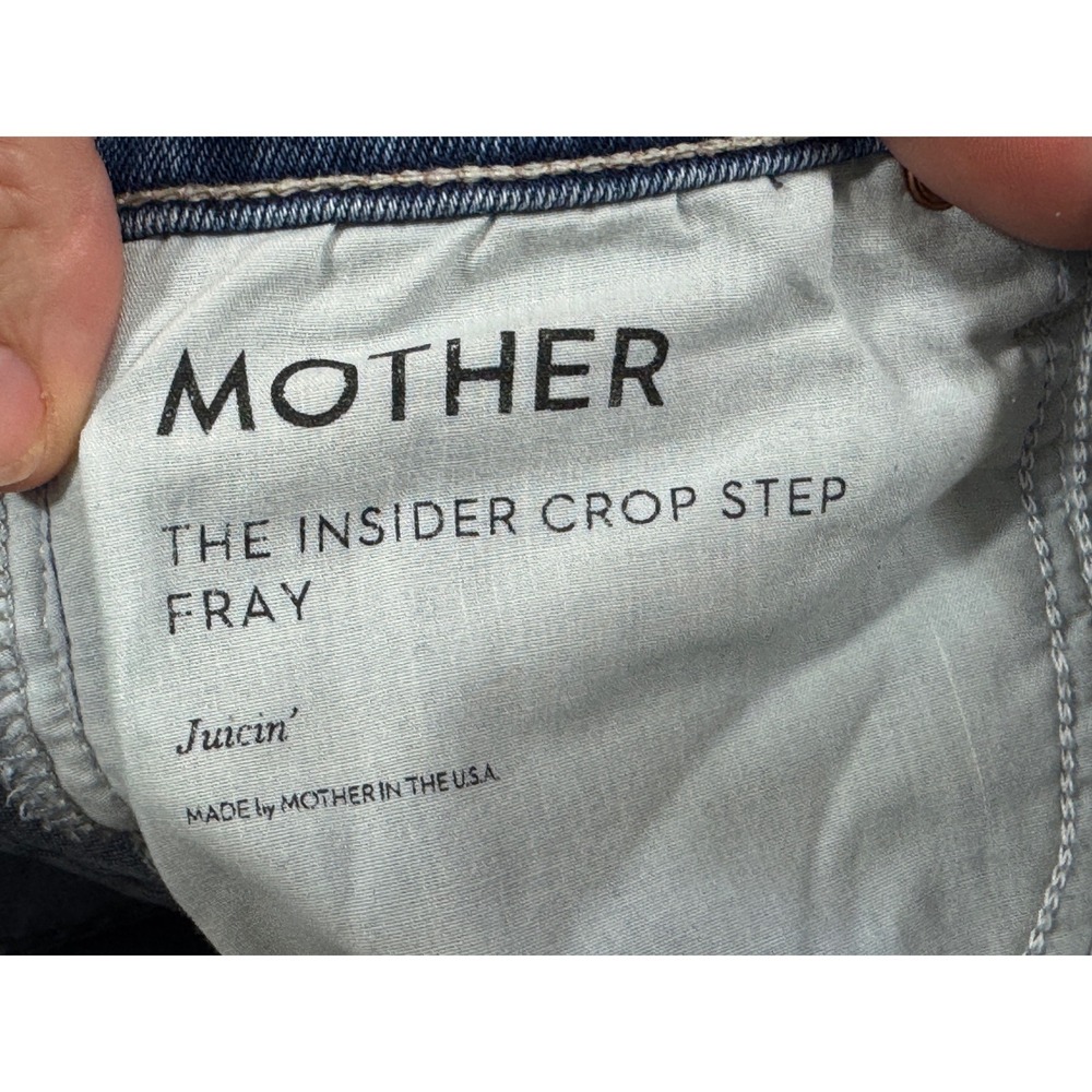 Mother Womens The Insider Crop Step Fray Blue Denim Jeans 28 Meas: 27x26.5 - Picture 5 of 9